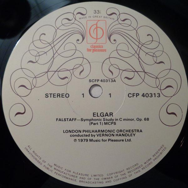 

LP Record SIR EDWARD ELGAR VERNON HANDLEY L Falstaff Symphonic Study Cockai CFP40313 Classics For Pl 1979 UK Classical Used
