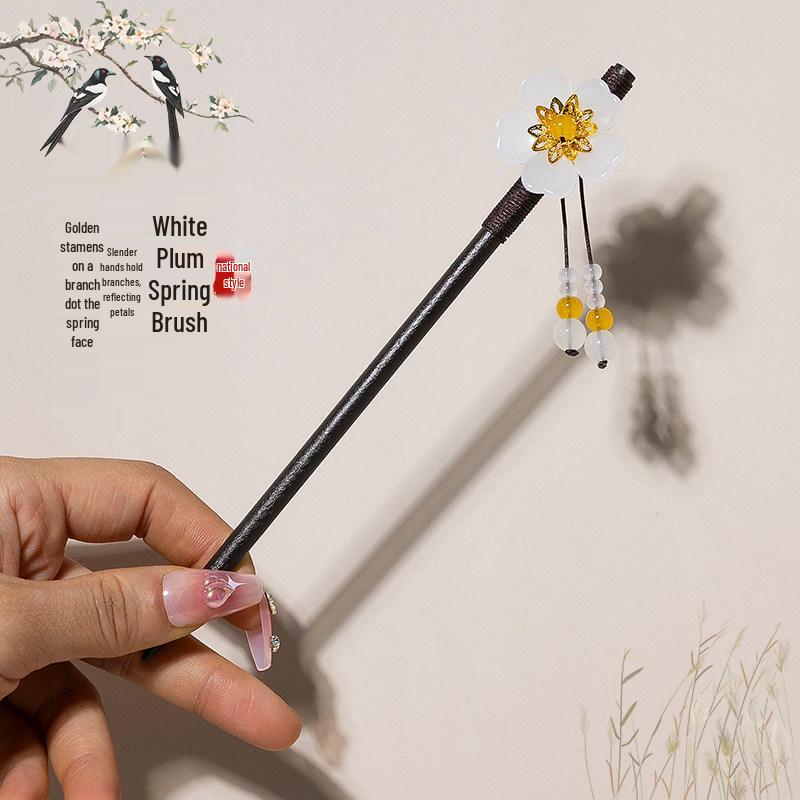 Chinese Wooden Tassel Hairpin for Hanfu - Ancient Style Hair Ornament and Gift for Women
