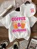 Iced Coffee Sunshine Graphic Tshirt Front Back Printed Casual Loose Crew Neck Short Sleeve Allseason Daily Casual Top
