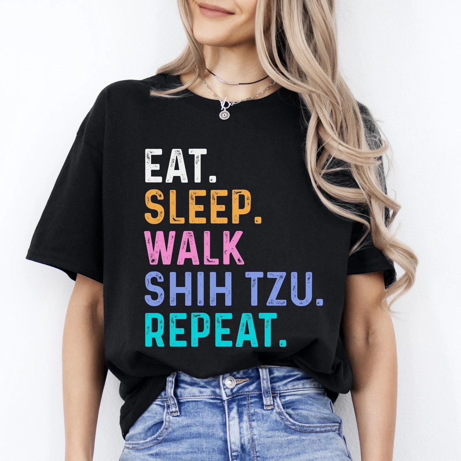 Shih tzu Unisex T-Shirt Eat Sleep Walk Shih tzu Repeat Shih tzu Dog lover gift S S