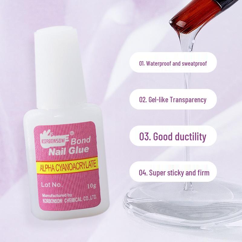 In-Stock Nail Art Glue: Quick-Dry, Strong-Hold for Tips & Gems, with Brush, 10g Pink Bottle