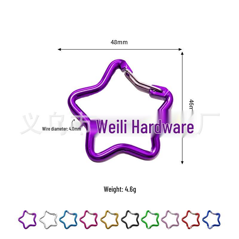 Colorful Aluminum Pentagon Carabiner Hook for Bags, Jewelry & Clothing Accessories with Star Quick-Release Buckle