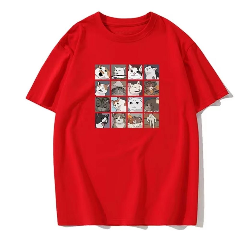 Meme Cat Puzzle Creative Printed Men's T-Shirt Beach Breathable Funny Clothing European Size Casual Cotton Top Short Sleeve
