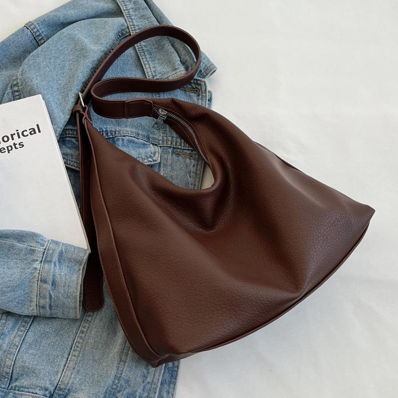 New Women's Bag PU Large-capacity Tote Bag Women's Commuter Messenger Versatile Shoulder Bag Niche Bag Casual