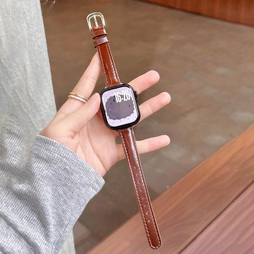 Hochwertiges geöltes Lederarmband für Apple Watch 49 46 45 44 42 41 40mm Mädchen Geschenk für IWatch Vollständige Serienmodelle S11 S10 S9 S8 S7