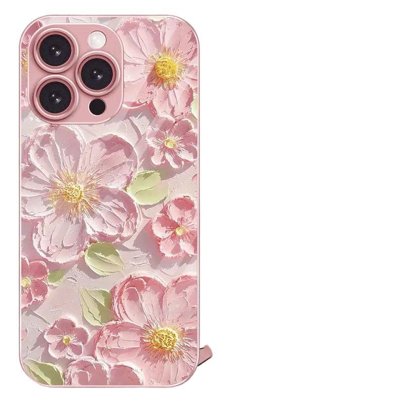 Oil Painting Flower Mobile Phone Case for Apple 15 Mobile Phone Case iPhone17 Pink Protective Case AIR Muse Temperament