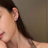 Huitan Red Heart Zircon Crystal Stud Earrings Temperament Women Sweet Girls Earrings Piercing Exquisite Craftsmanship Birthday Giveaway Present Bold