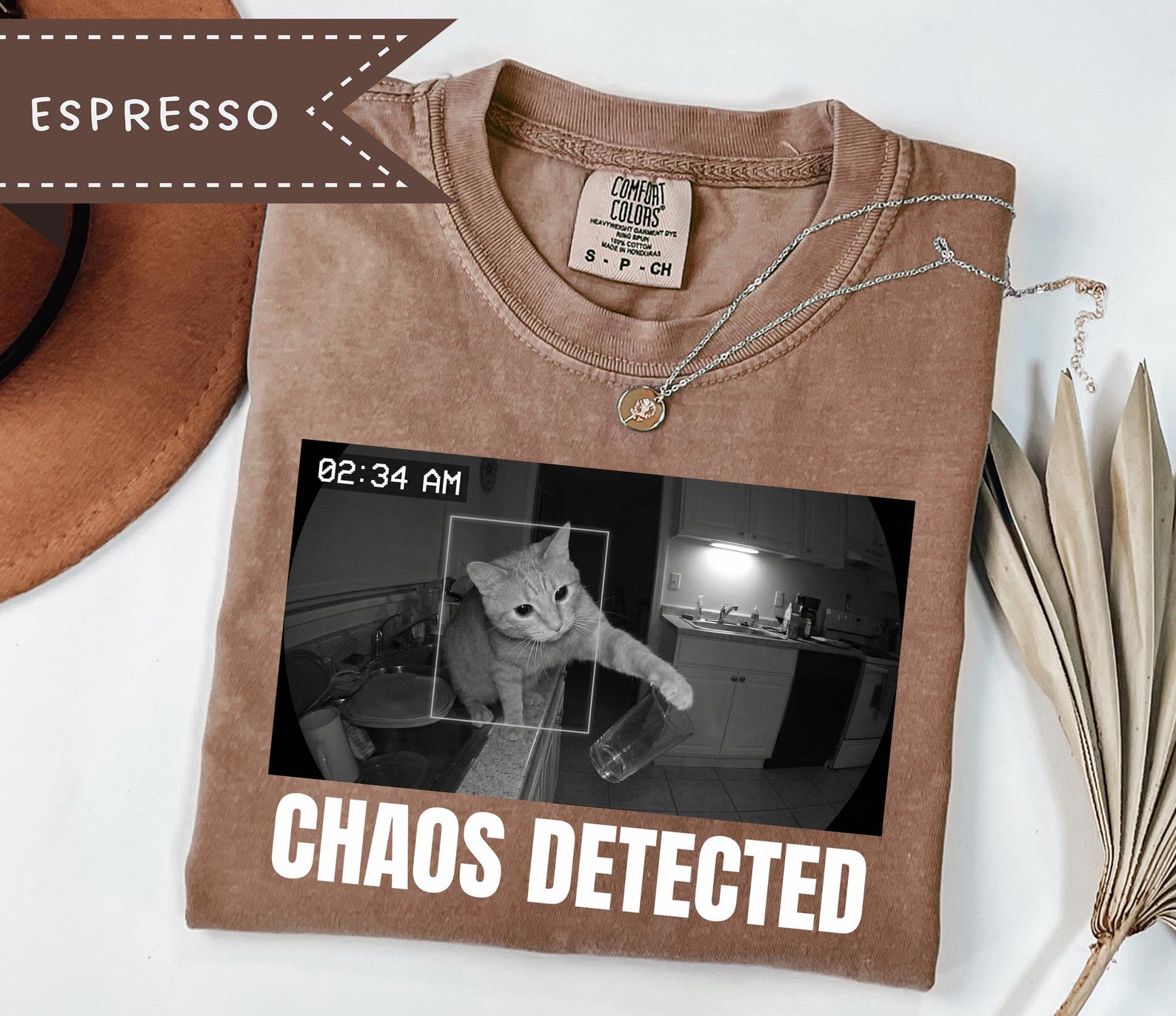 Funny Cat Meme T-Shirt, Chaos Detected Cat Gift, Ironic Unhinged Shirt, Vintage Y2K Grunge Graphic Tee, Gift for Car Lover 4XL