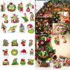 Green Wooden Christmas Tree Ornaments Set For Festive Home And Office Decor