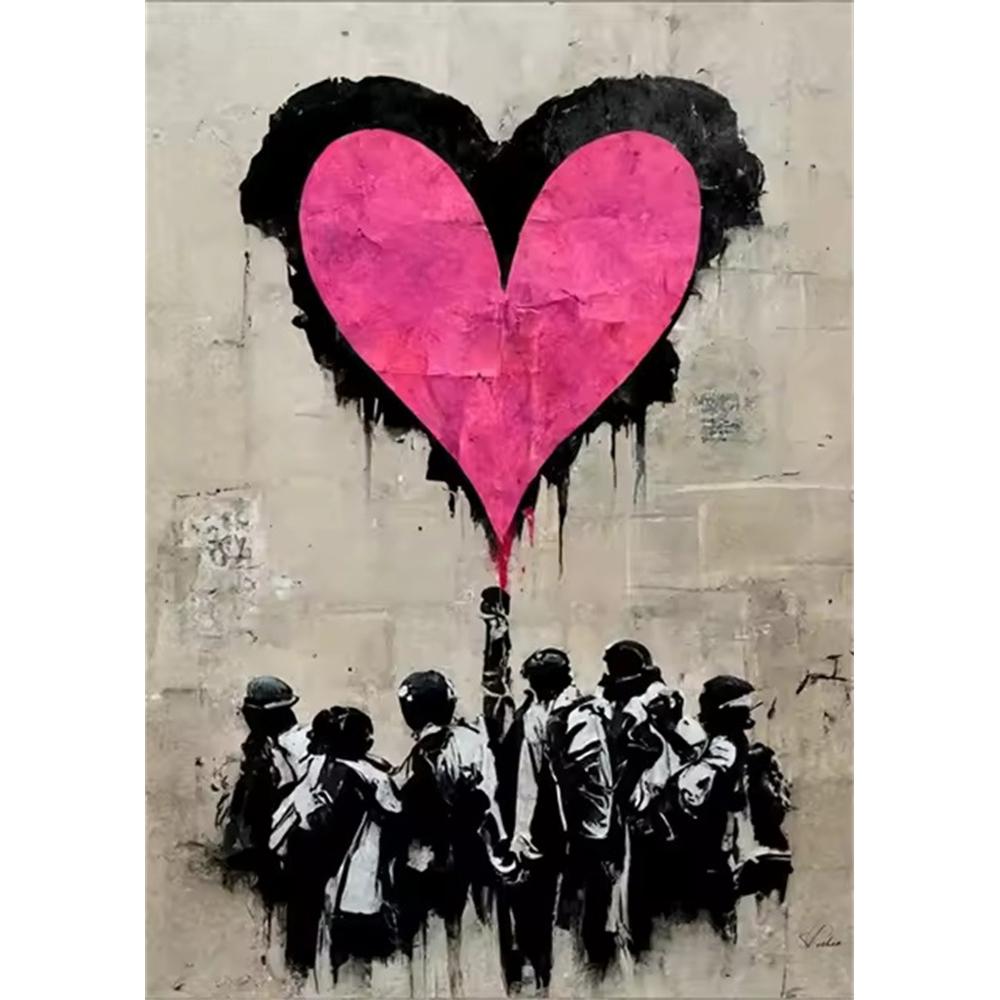 Pittura Diamante Fai da Te 5D Punto Croce Ricamo Arte Classica Banksy Ragazza con Orecchino di Perla Trapano Rotondo Completo Decorazione Casa Arte da Parete Regalo
