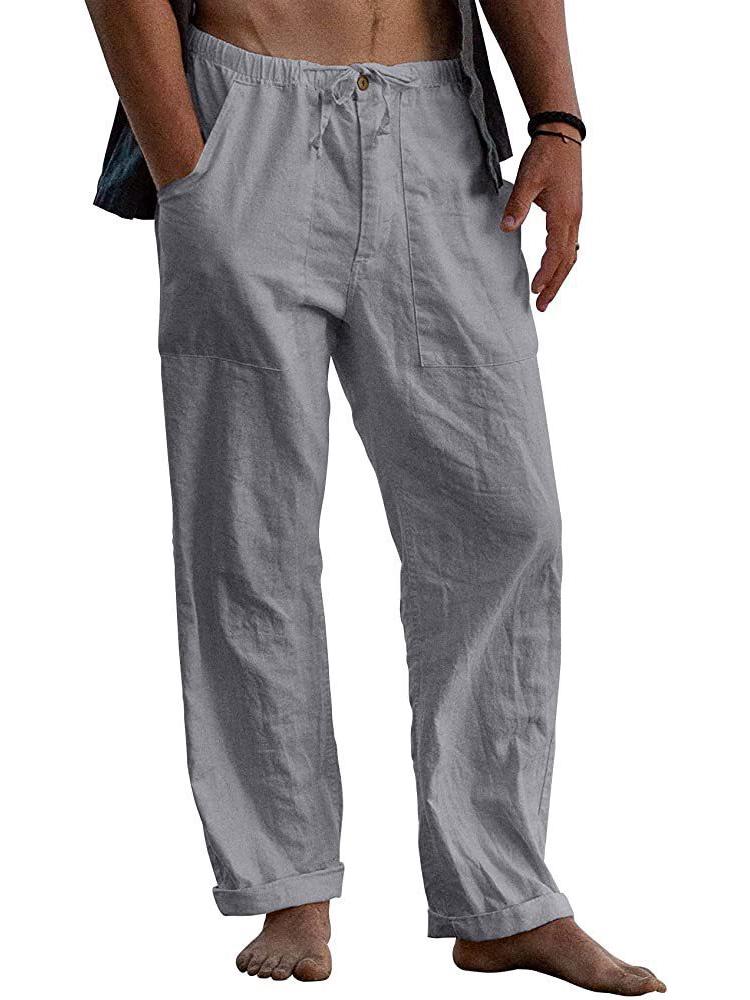 2022 Men's Linen Yoga Beach Pants: Casual Summer, Loose Fit, Drawstring Waist, with Pockets