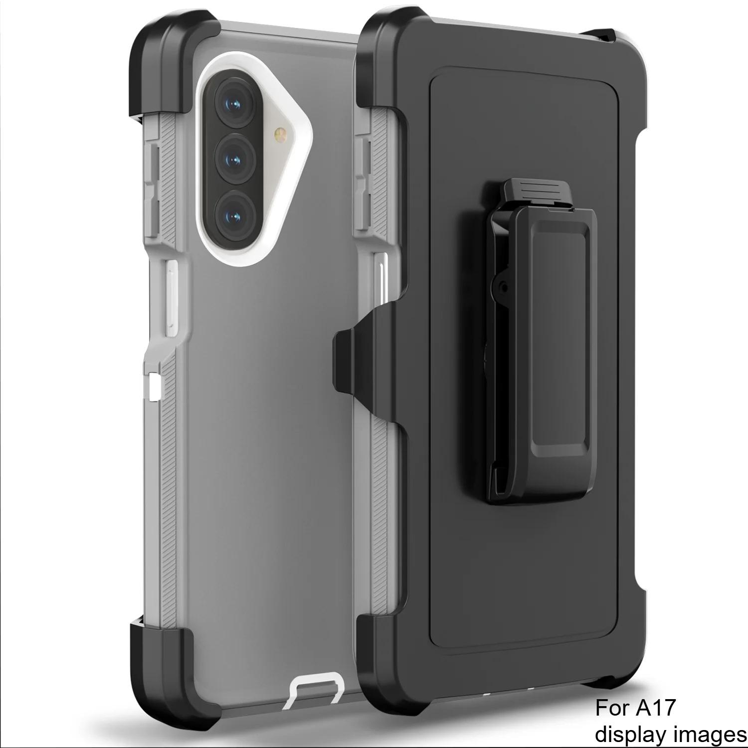 

Military Shockproof Defender Phone Case For Samsung Galaxy A37 A17 A07 A56 A36 A26 A16 A55 A35 Rugged OTT Armor Cover With Clip Galaxy A37 сірий білий колір