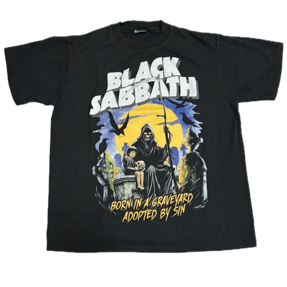

Vintage 1978 Black Sabbath Born in Graveyard Adopted By Sin 90s Tour REPRINT 4XL