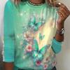 Women's Long Sleeve Colorful Butterfly Pattern T Shirts Tops 2024 Autumn New Fashion  Women's Top Harajuku Fun Pullover Clothing