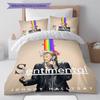 1 Stück Johnny Hallyday Muster Bettwäsche Steppdecke Set Bettbezug Kissenbezug Heimdekoration Geburtstagsgeschenk (1 Bettbezug + 2 Kissenbezüge, ohne Füllung)