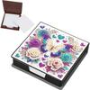 Cross Leather Gem Painting Memo Pad Holder Mosaic Kit Diamond Art Note Box with 160 Sheets of Paper for Adults Beginners