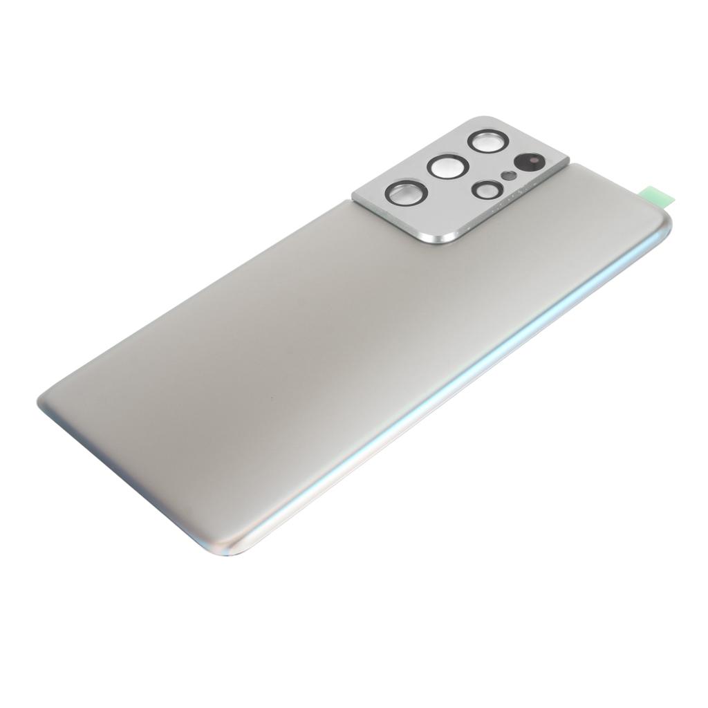 Back Cover Glass Replacement Phone Rear Glass Door with Pre Installed Camera Frame Tape for Galaxy S21 Ultra 5G