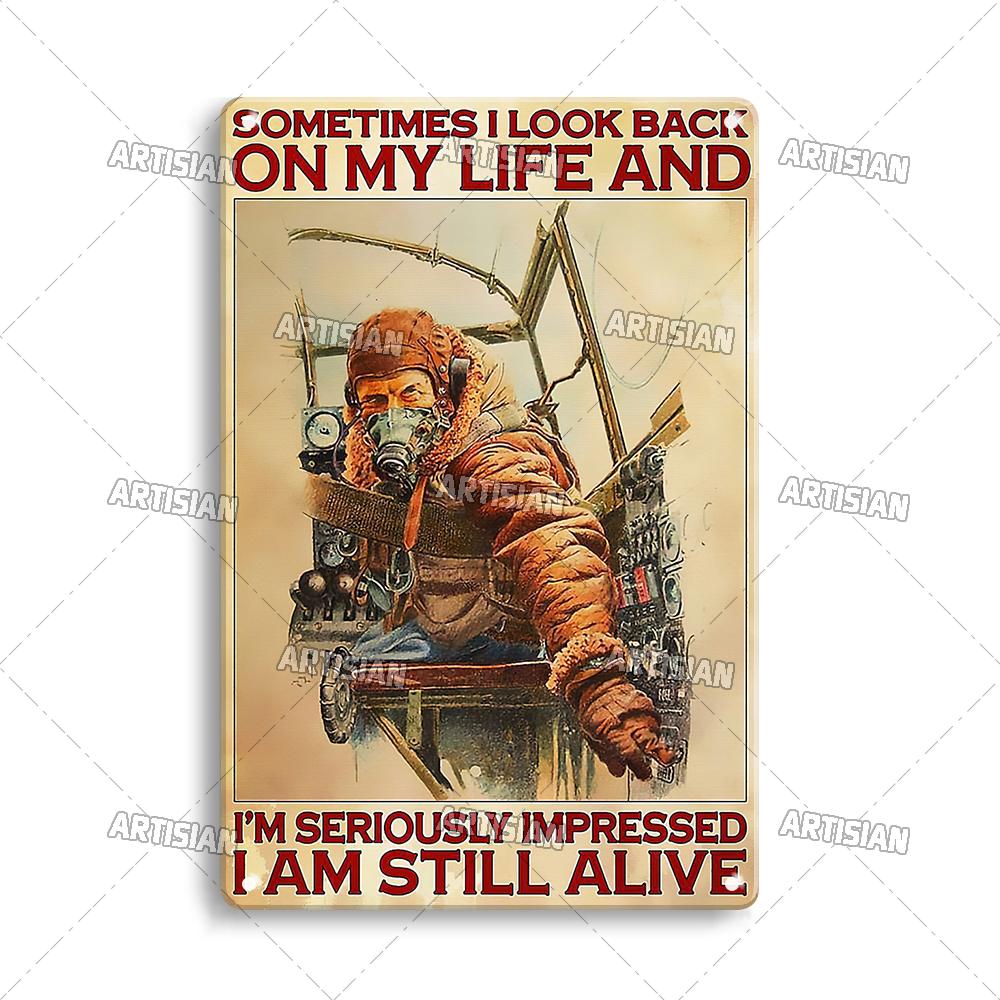 Artisian Flying Metal Sign Pilot Tin Poster Flight Attendant Decorative Plate Wall Decor Garage Bar Pub Club Hotel Cafe Kitchen