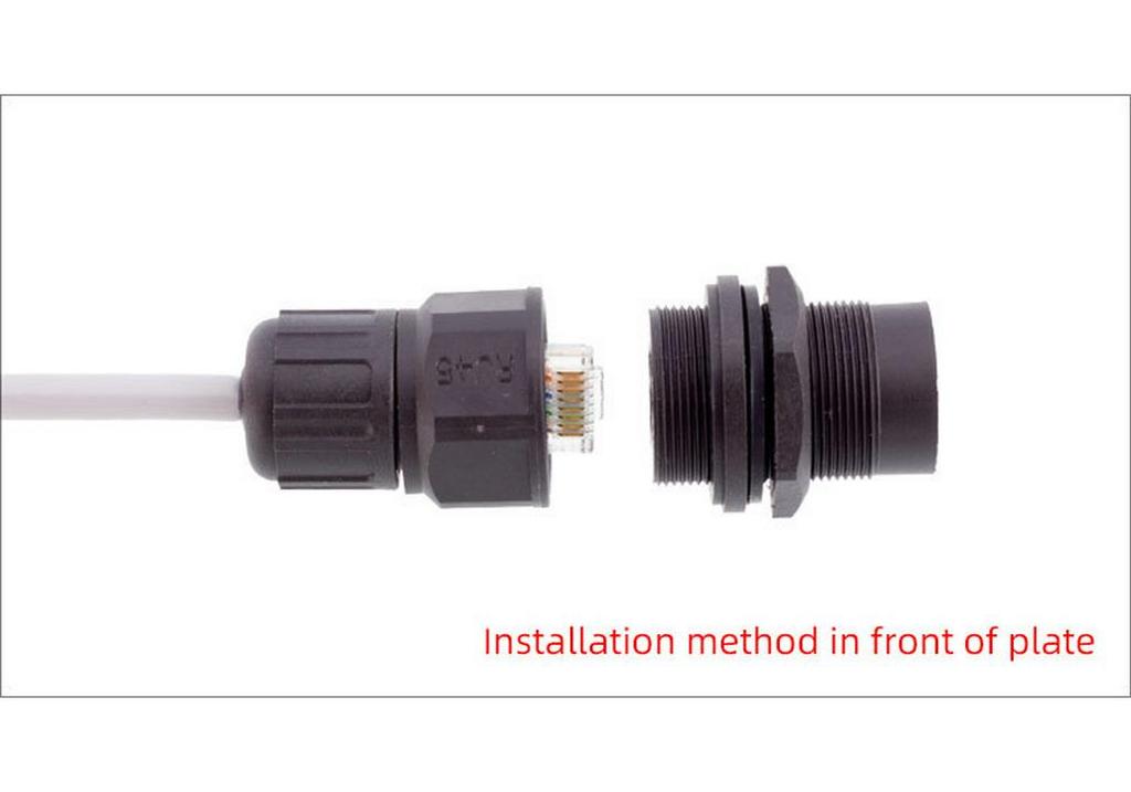 RJ45 Waterproof Panel Mount Gigabit Network Connector, US Standard, 8-Core