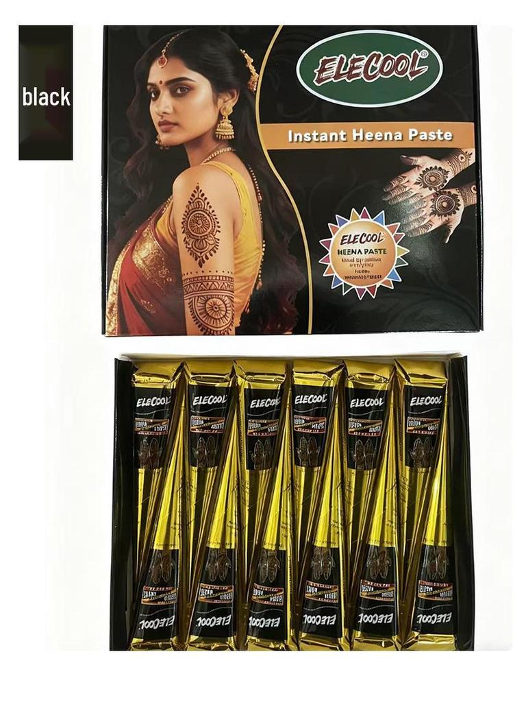 Plant-Based Henna Tattoo Paste: Hand-Painted Semi-Concealing Cream with Various Shades Available