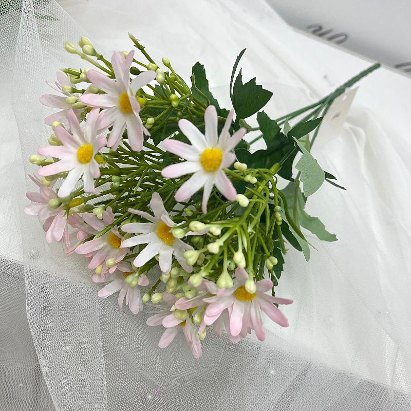 

6-вилочный искусственный цветок маргаритки, шелковый цветок, украшение стола, букет, заколка для волос, головка цветка