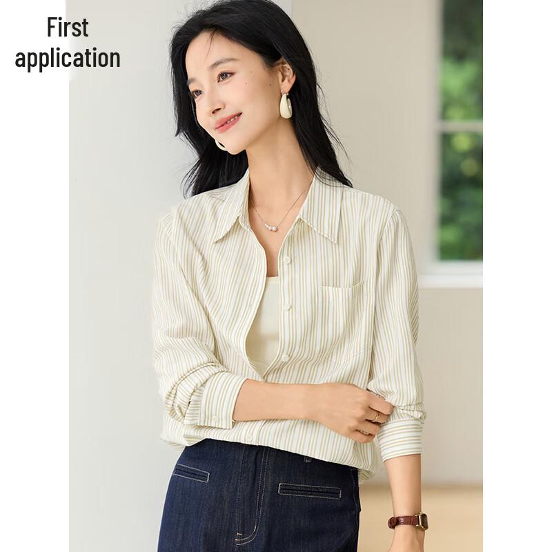 Chushen Women s Vertical Striped Long Sleeve Shirt XL