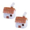 Miniature Resin Houses for Fairy Garden 2Pcs Mini Chimneyed Cottage Figurines, Rural House Building Ornaments DIY Micro Landscape Accessories
