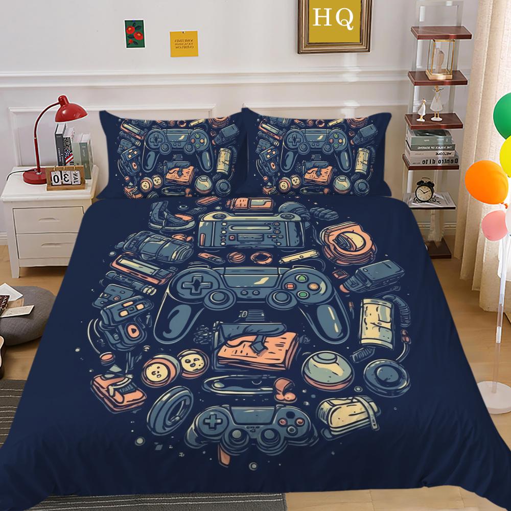 Set de husă de pat cu imprimare pentru consola de jocuri 3D Lenjerie de pat pentru acasă Lenjerie de pat de o singură dimensiune pentru băiat Copil