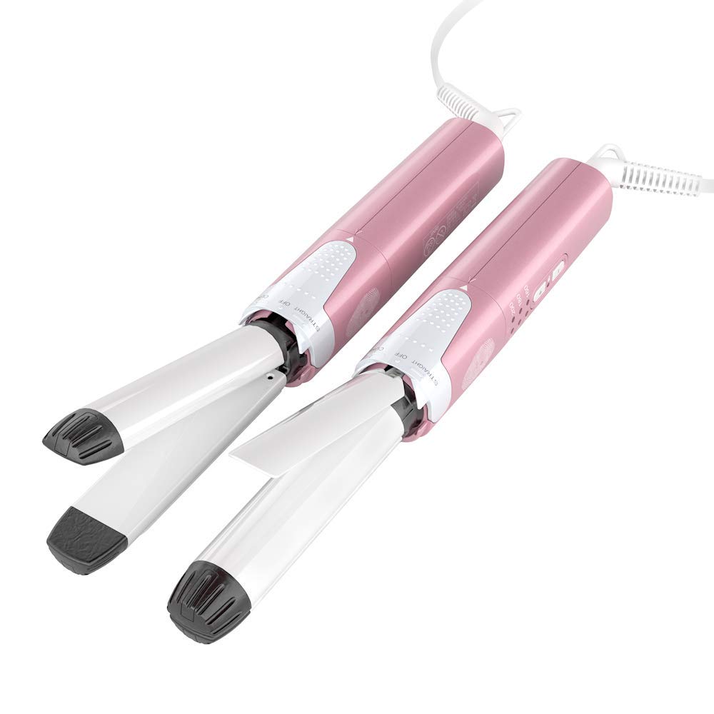 Straightener Hair Iron with 25mm 6 Temperature Settings International Includes Convenient for Home or Portable Use 2-Way & Curler, Dual-Use Tip,