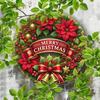 Jinxin Round Metal Christmas Tin Sign 8x8 Inch Poinsettia Wall Decor for Home Kitchen Retro Holiday Art
