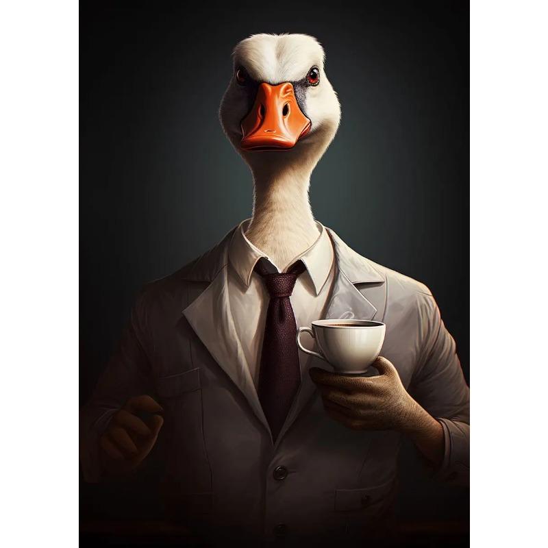 Funny Animals Raccoon In Tuxedo Owl Pug Suit Print Poster Canvas Painting Cute Kawaii Wall Art Pictures Living Room Home Decor