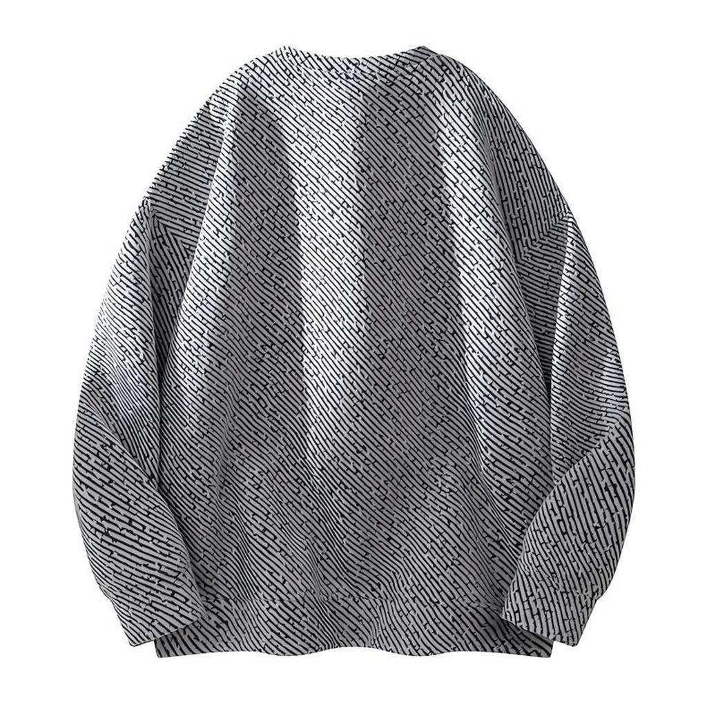 Men's Loose Sports Round Neck Hoodie Solid Color Lazy Wind Unhooded Top