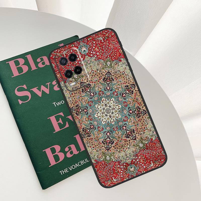 Persian Carpet Floral Pattern Case For Oppo A96 A76 A16 A15 A17 A52 A72 A54S A57S A58 A78 A98 A57 A77 A54 A74 A94 Cover