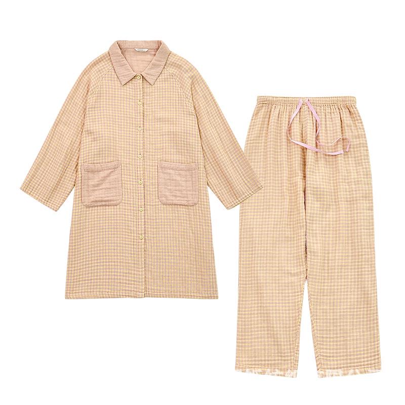 Little Warm Current 2025 Women's Four-Layer Cotton Gauze Long-Sleeve Pajama Set
