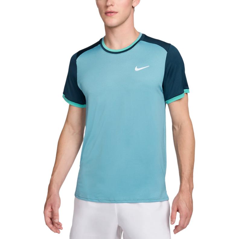 

Nike Вышивка логотипа Court Advantage Пуловер с круглым вырезом Футболка с коротким рукавом Мужская футболка Джинсово-зеленый Бирюзовый FD5320-464 XL