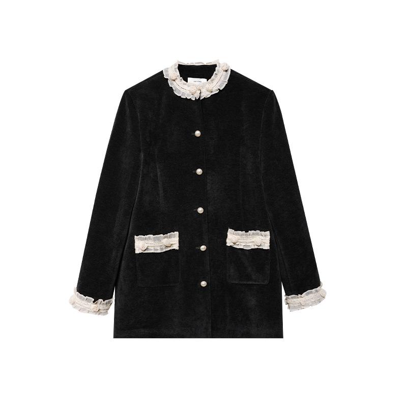 

2024 Winter French Style Luxury Retro High-End Single-Row Jacket F2712 Medium чёрный