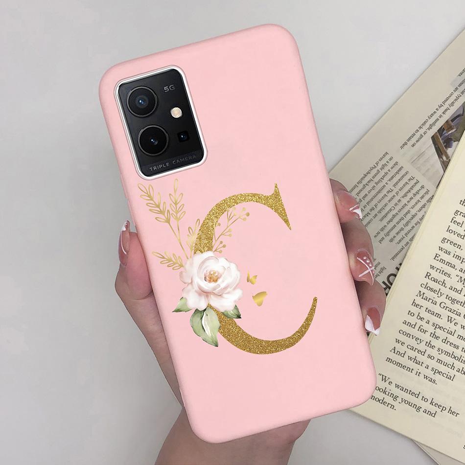 Simple Case For Vivo T1 5G Name 26 Letter Soft Matte Silicone Anti Slip Phone Back Cover For Vivo T 1 VivoT1 Shell Funda Bumper
