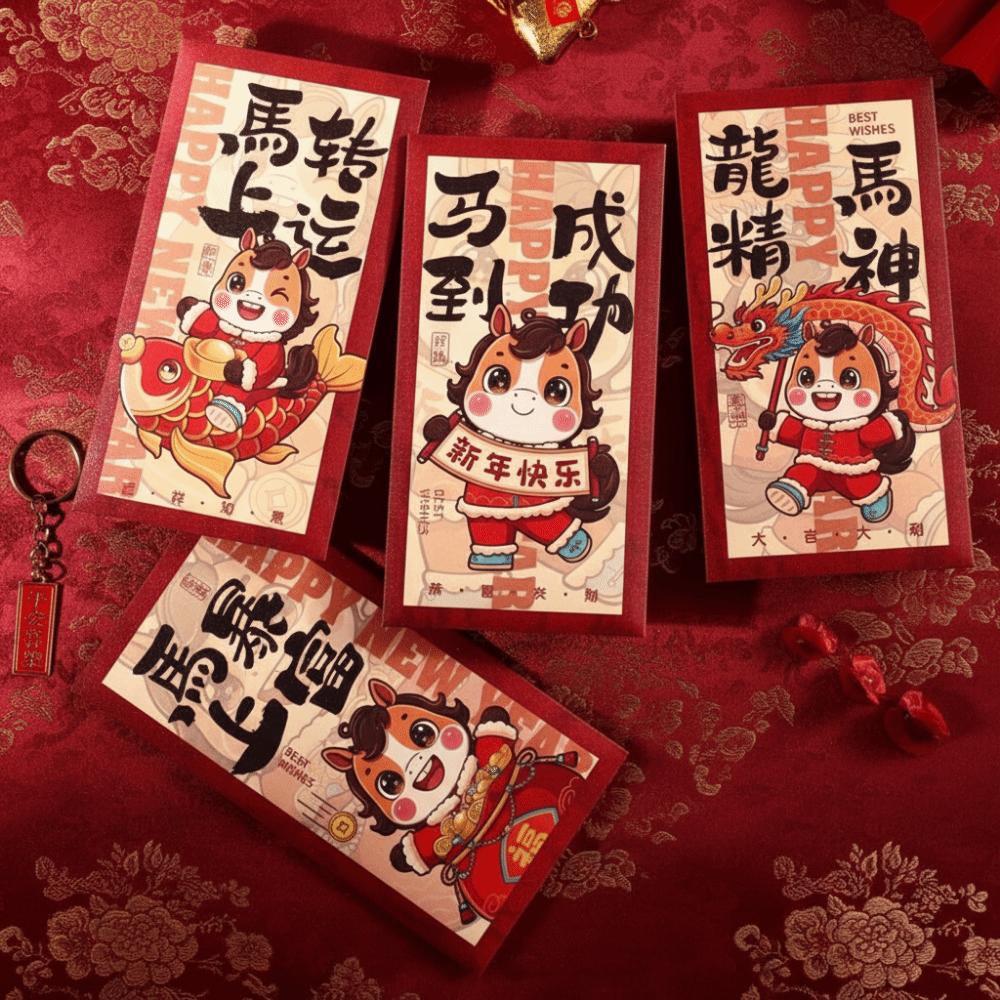 6Pcs Paper Spring Festival Red Envelopes Traditional Lucky Money Bag  Marriage Celebration
