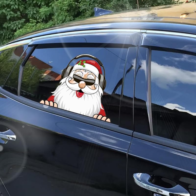 Christmas Decor Elf Peeking Sticker, Car Window Decals Vinyl Waterproof Stickers for Cars Truck SUV Laptop Bumper Car Stickers and Decals (Elf)