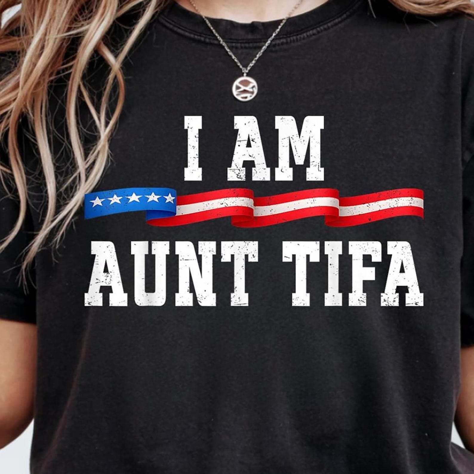 I Am Aunt Tifa Shirt, Funny Political Graphic Tee, Political Awareness, ActivisT-Shirt, Fight Fascists, Patriot, Usa Stars Patriotic Gift S
