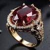 New alloy gold-plated jewelry, exclusively for sale Red gemstone ring, European and American style, women's jewelry