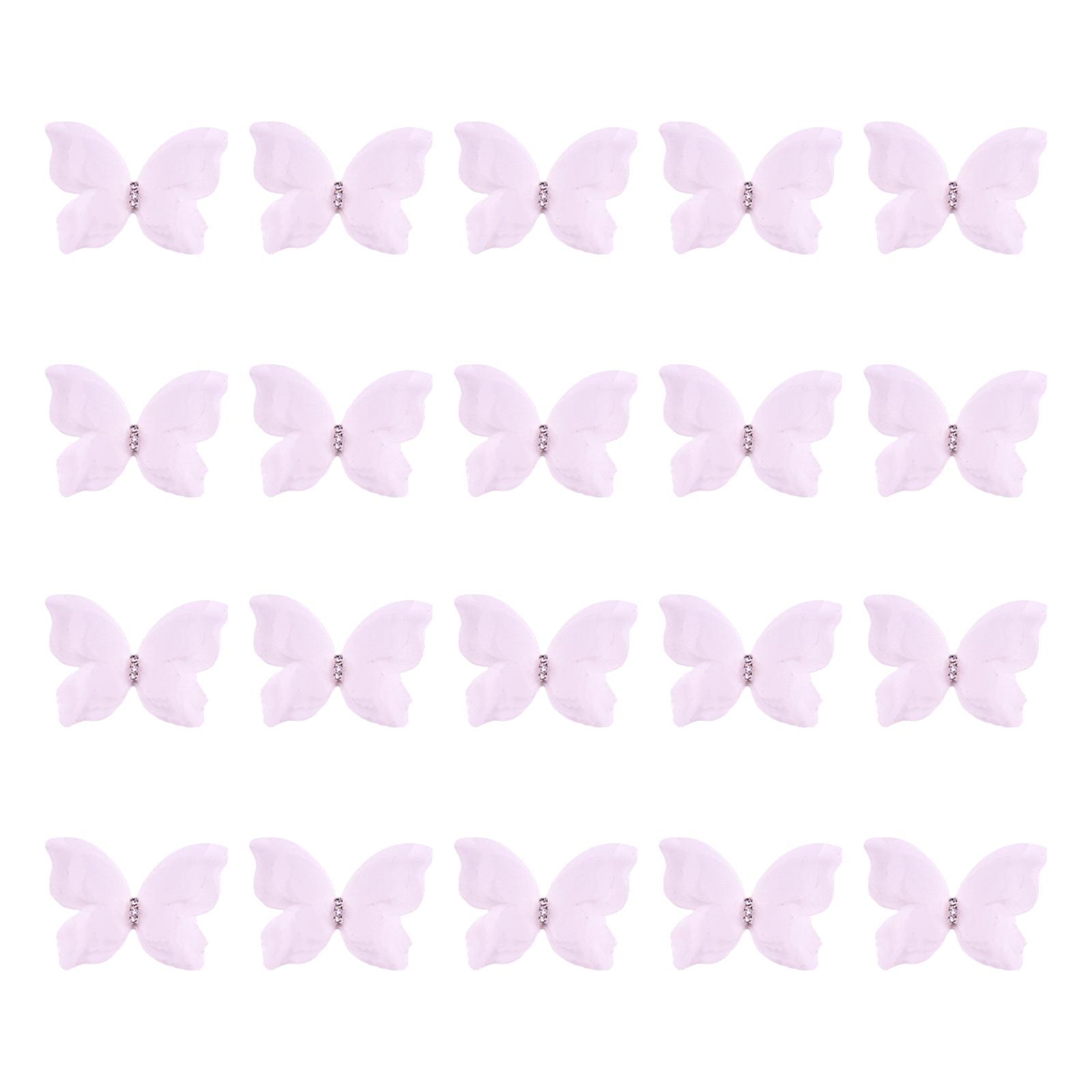 

20Pcs Rhinestones Butterfly Appliques Sew on Fabric Patches Butterfly Embroidered Appliques for Sewing Craft Clothing белый
