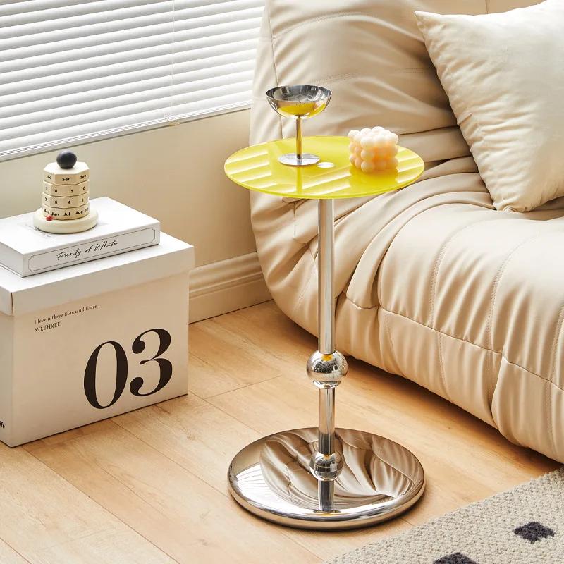 Stainless Steel Sofa Bedside Small Coffee Table Modern Minimalist Creative Mini Small Table Glass Coffee Table Removable