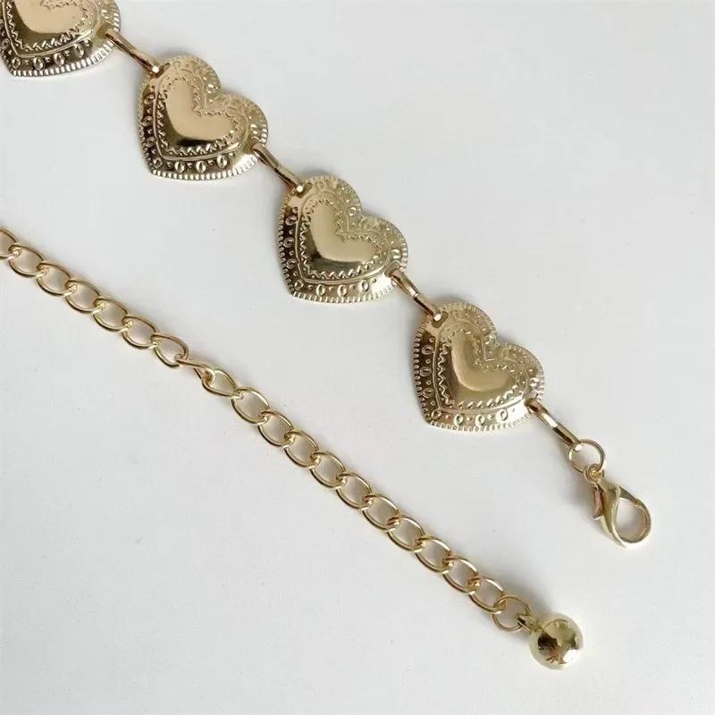 Vintage Damen Hüftgürtel Weiblich Metallisch Herzförmige Kette Gürtel Quaste Taille Kette Gürtel Damen Dekorativer Metall Körper Schmuck