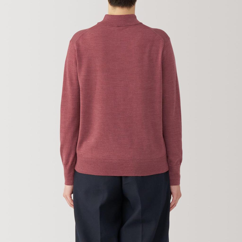 MUJI Washable Wool Smoky Size XS Women's High-Gauge High-Neck Sweater, BA1OYA4A, Pink,