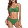 Women's Split Sexy Color High Waist Pattern Bikini With Chest Pad Without Steel Bra Swimsuit