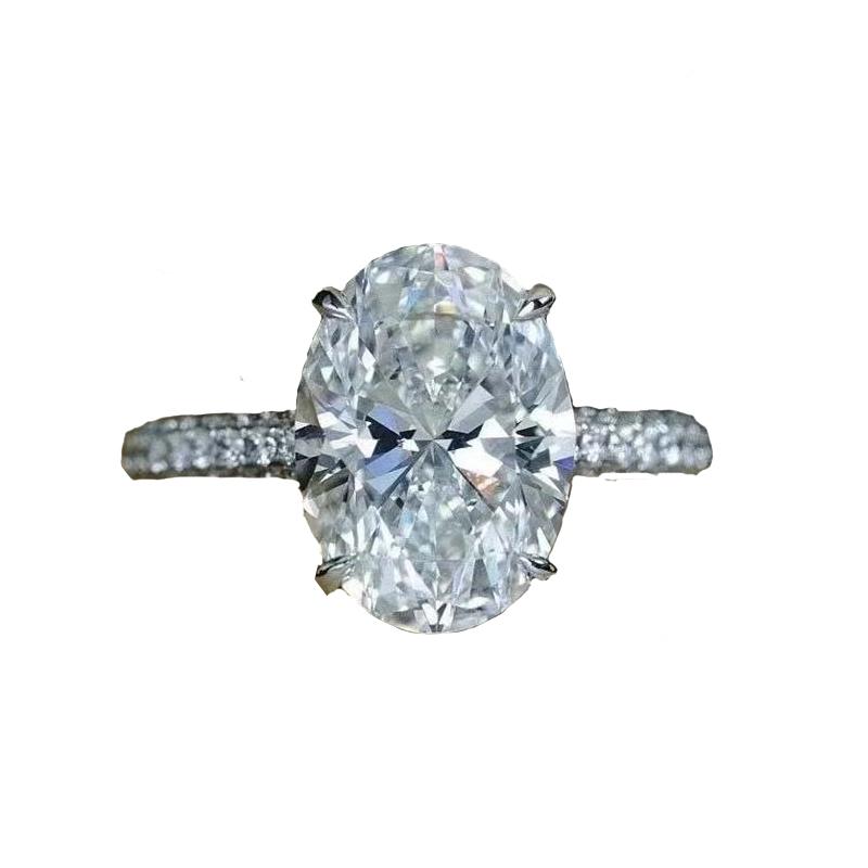 New  Sterling  Oval 4ct Lab Diamond Ring  Engagement Wedding Band Gig Stone Rings for Women Bridal Jewelry Gift