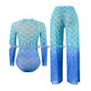 Russian Fish Scale Mesh Long Sleeve Swimsuit