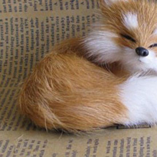Simulation Fox Toy Realistic Adorable Plastic Fleece Long Plush Cute Squatting Fox Model for Home