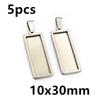 5-10pcs Rectangle Pendant Cabochon Base Blank Setting Tray Stainless Steel DIY Jewelry Making Accessories for Necklace Earrings